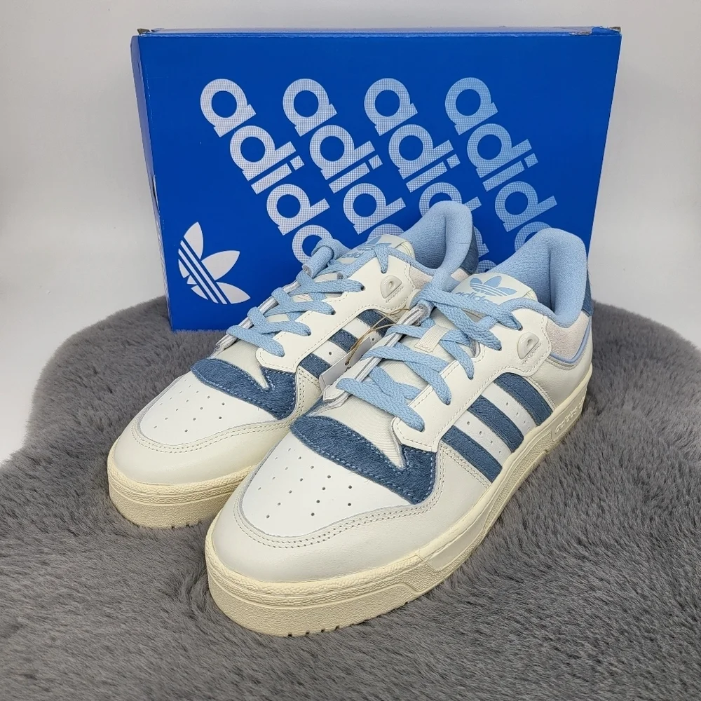 New Adidas Rivalry Low 86 'Off White Clear Sky Pony-Hair' Men's Shoes Size 10